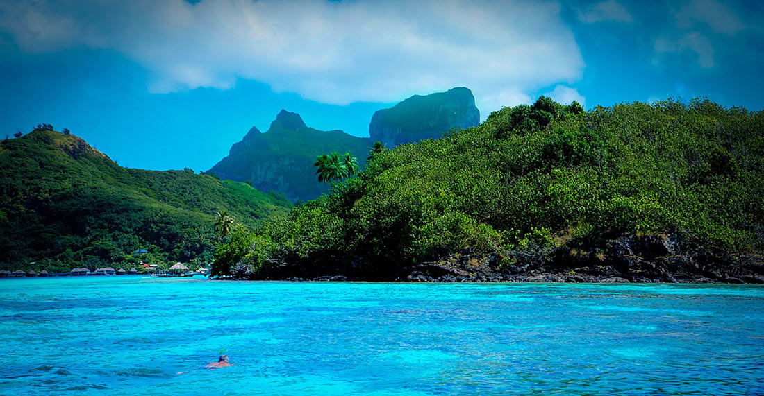 View of the island from the side of lagoon