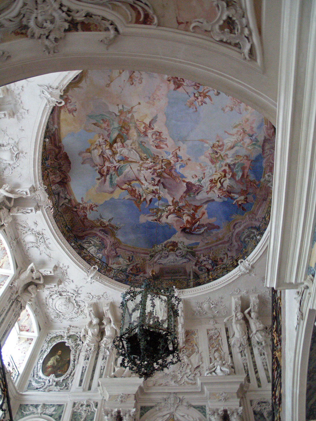 The ceiling of the grand staircase of the Augustusburg Palace