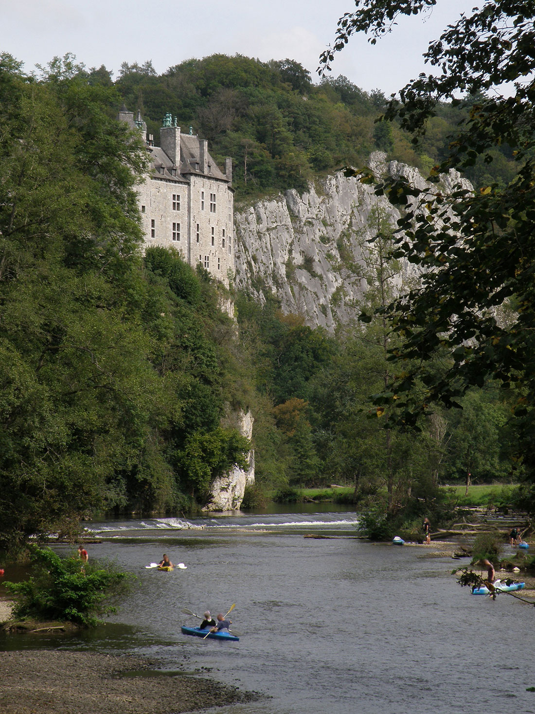 View of the Walzin castle and river Lesse